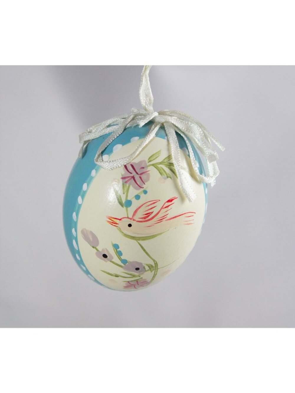 Decorative Hanging Easter Egg Ornament Bird & Floral Motif Papier Mache HP